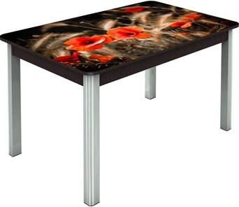Кухонный стол раскладной Гамбург исп.2 ноги метал. крашеные №23, Фотопечать (Цветы №38) в Грозном