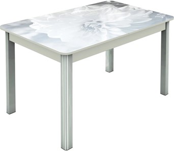 Кухонный стол раскладной Гамбург исп.2 ноги метал. крашеные №23, Фотопечать (Цветы №48) в Грозном