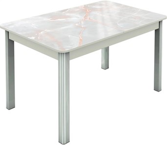 Кухонный стол раскладной Гамбург исп.2 ноги метал. крашеные №23, Фотопечать (Мрамор №7) в Грозном