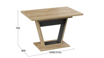 Кухонный раскладной стол Гавана тип 1 (Дуб крафт золотой/Черный) в Грозном - предосмотр 5
