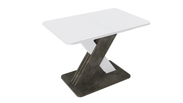 Обеденный раздвижной стол Люксембург тип 1 (Белый/Ателье темный/Стекло белое матовое) в Грозном
