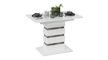 Кухонный стол раскладной Мадейра тип 1 (Белый глянец/Ателье темный) в Грозном