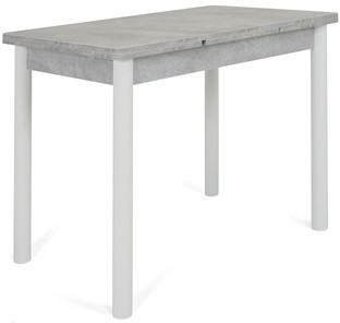 Кухонный раздвижной стол Милан-1 EVO, ноги металлические белые, светлый цемент в Грозном