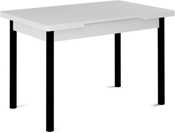 Кухонный раскладной стол Милан-1 EVO, ноги металлические черные, белый цемент в Грозном