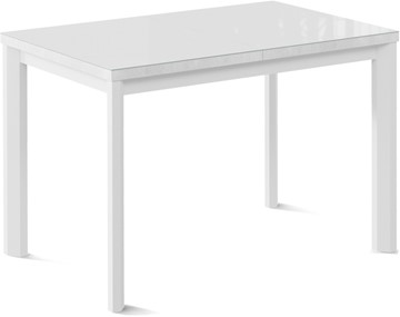 Раздвижной стол Нагано-1G (ноги металлические белые, стекло cristal/белый цемент) в Грозном
