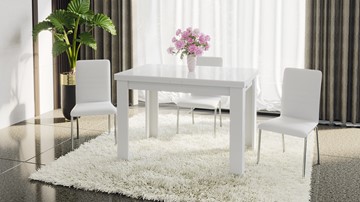 Кухонный стол раздвижной Норман тип 1, цвет Белый/Стекло белый глянец в Грозном - предосмотр 4