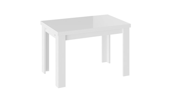Кухонный стол раздвижной Норман тип 1, цвет Белый/Стекло белый глянец в Грозном - изображение