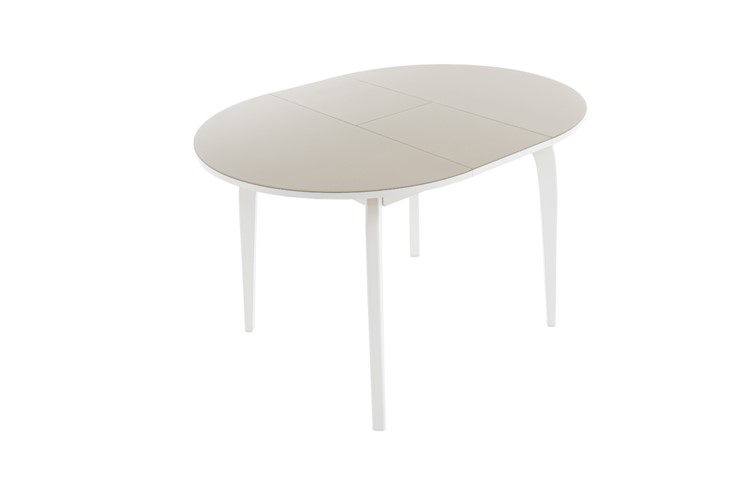 Кухонный стол раскладной Ривьера исп. круг хром №5 (стекло белое/черный) в Грозном - изображение 2