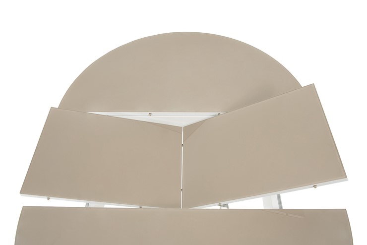 Кухонный стол раскладной Ривьера исп. круг хром №5 (стекло белое/черный) в Грозном - изображение 4