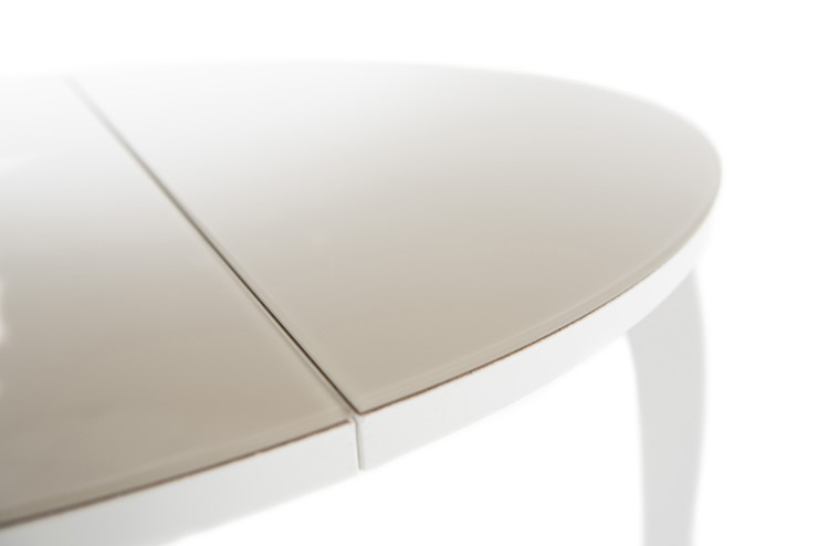 Кухонный стол раскладной Ривьера исп. круг хром №5 (стекло белое/черный) в Грозном - изображение 6