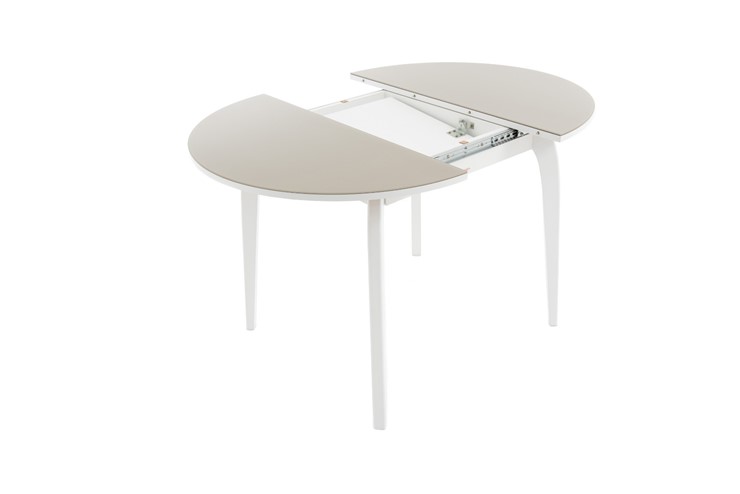 Кухонный стол раскладной Ривьера исп. круг хром №5 (стекло белое/черный) в Грозном - изображение 7