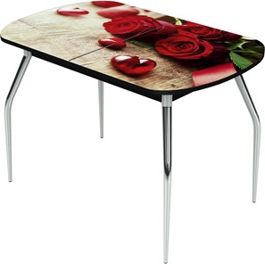 Кухонный раскладной стол Ривьера исп.1 ноги метал. крашеные №24 Фотопечать (Цветы №33) в Грозном