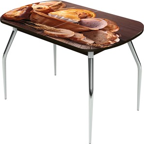 Кухонный раздвижной стол Ривьера исп.1 ноги метал. крашеные №24 Фотопечать (Хлеб №3 в Грозном
