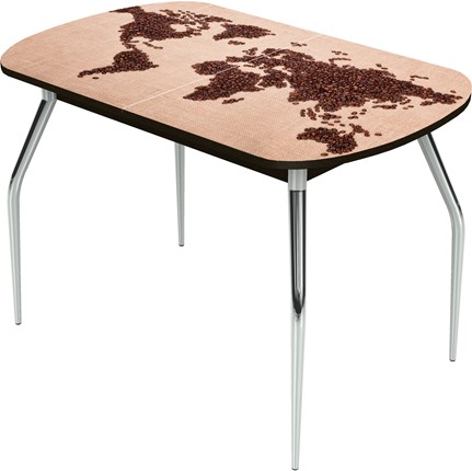 Кухонный стол раздвижной Ривьера исп.1 ноги метал. крашеные №24 Фотопечать (Кофе №10) в Грозном - изображение