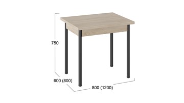 Кухонный стол раскладной Родос тип 2 с опорой d40 (Черный муар/Дуб Сонома) в Грозном - предосмотр 2