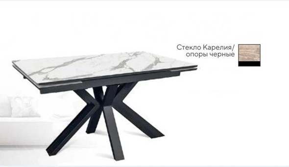 Стол раздвижной SFE 140, керамика карелия мрамор/ножки черные в Грозном - изображение