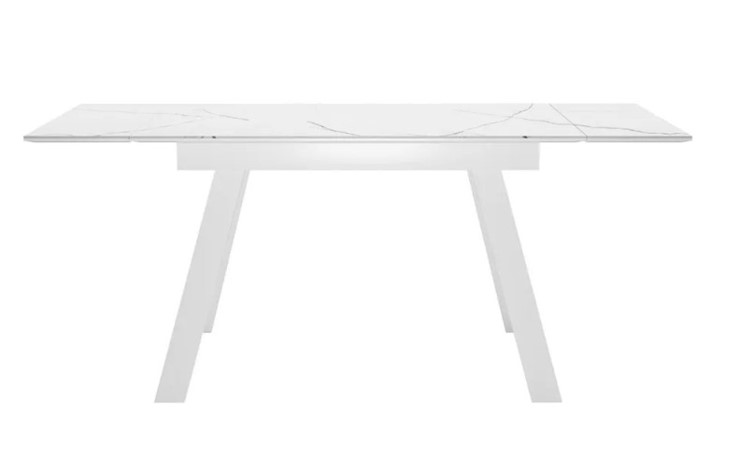Стол раздвижной SKL 140, керамика белый мрамор/подстолье белое/ножки белые в Грозном - изображение 2