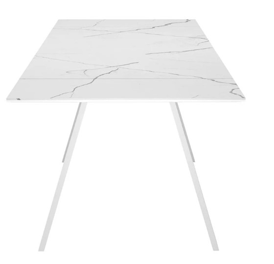 Стол раздвижной SKL 140, керамика белый мрамор/подстолье белое/ножки белые в Грозном - изображение 4
