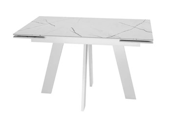 Стол раздвижной SKM 120, керамика белый мрамор/подстолье белое/ножки белые в Грозном - предосмотр