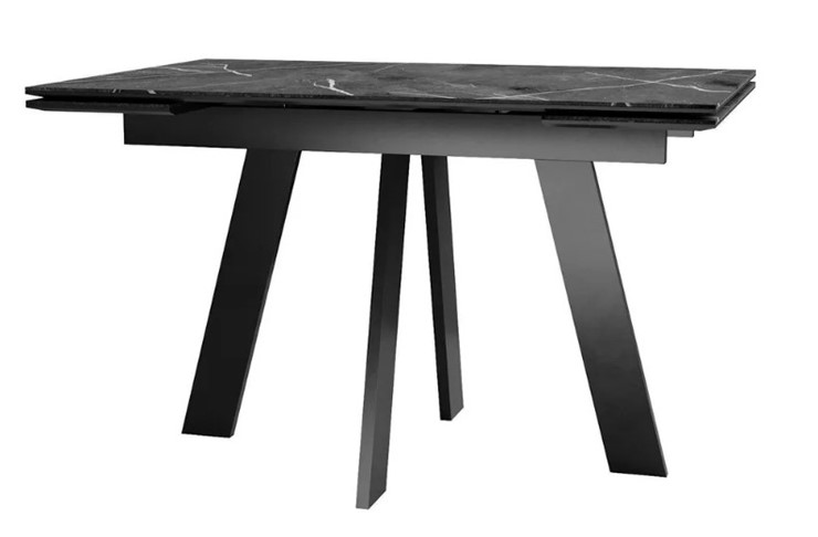 Стол раздвижной SKM 120, керамика черный мрамор/подстолье черное/ножки черные в Грозном - изображение 1