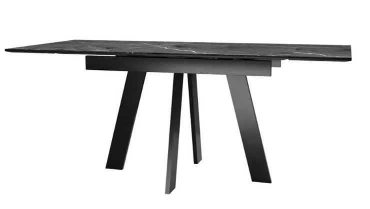 Стол раздвижной SKM 120, керамика черный мрамор/подстолье черное/ножки черные в Грозном - изображение 3