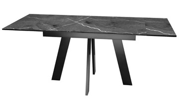 Стол раздвижной SKM 120, керамика черный мрамор/подстолье черное/ножки черные в Грозном - предосмотр 5