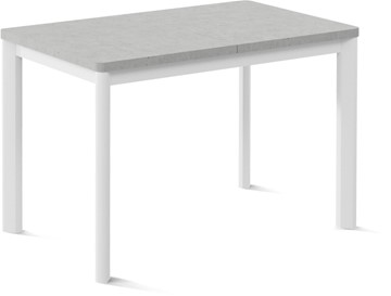 Кухонный раздвижной стол Токио-1L (ноги металлические белые, светлый цемент) в Грозном