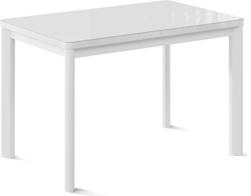 Кухонный стол раскладной Токио-2G (ноги металлические белые, cтекло cristal/белый цемент) в Грозном - предосмотр