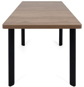 Кухонный стол раскладной Токио-2L (ноги металлические черные, дуб табако) в Грозном - предосмотр 5