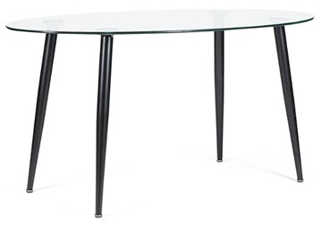 Обеденный стол KASSEL (mod. DT333) металл/закаленное стекло (10 мм), 150х90х75см, черный в Грозном