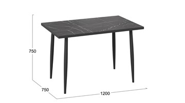 Кухонный обеденный стол Невада ДП1-02-08 (Черный мрамор/Черный матовый) в Грозном - предосмотр 3