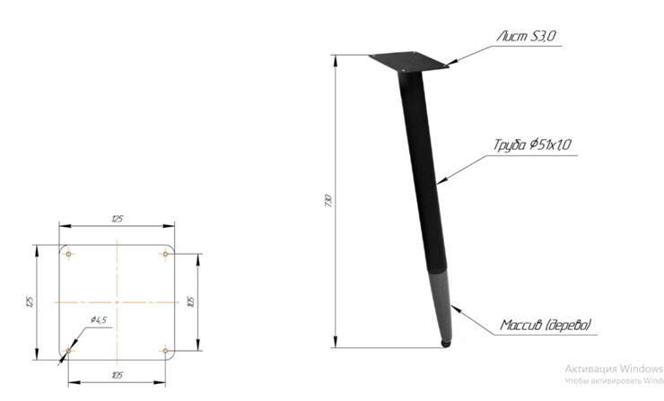 Кухонный стол SHT-TU12 (4 шт.)/ТT8 60/60 (черный/темный орех/прозрачный лак/коричневая сепия) в Грозном - изображение 1