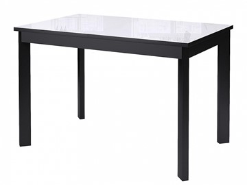 Обеденный раздвижной стол Dikline Ls110, стекло белое/ножки черные в Грозном