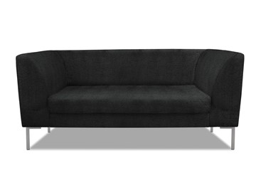 Мягкий офисный диван Сиеста 2-местный, ткань Сахара / черная С49 в Грозном