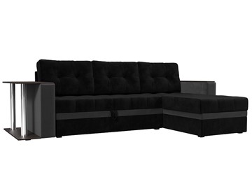 Угловой диван для гостиной Атланта М, Черный/Серый (велюр) в Грозном