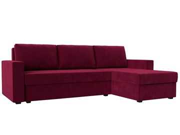 Угловой диван с оттоманкой Траумберг Лайт, Бордовый (микровельвет) в Грозном