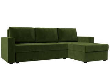 Угловой диван с оттоманкой Траумберг Лайт, Зеленый (микровельвет) в Грозном