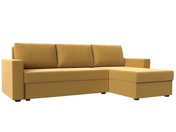 Угловой диван с оттоманкой Траумберг Лайт, Желтый (микровельвет) в Грозном