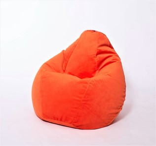 Кресло-мешок Груша среднее, велюр однотон, оранжевое в Грозном