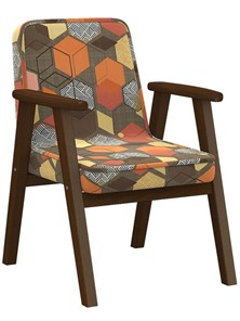 Кресло Ретро ткань геометрия коричневый, каркас орех в Грозном