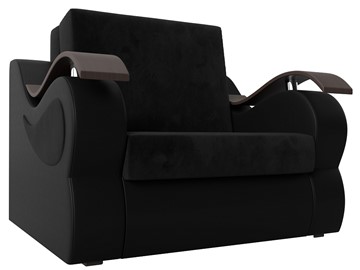 Кресло-кровать Меркурий (60), Черный\Черный (Велюр\Экокожа) в Грозном
