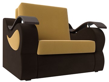Кресло-кровать Меркурий (60), Желтый\коричневый (Микровельвет\Экокожа) в Грозном