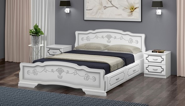 Кровать с выкатными ящиками Карина-6 (Белый Жемчуг) 140х200 в Грозном - изображение
