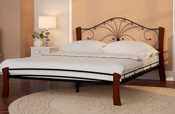 Двуспальная кровать Фортуна 4 Лайт, 1600, черный/махагон в Грозном