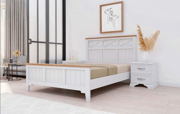 Кровать спальная Грация-5 карниз сосна (Белый Античный) 160х200 в Грозном - изображение