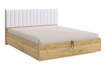 Двуспальная кровать с подъемным механизмом Адам, дуб крафт золотой/белоснежный (экокожа) в Грозном