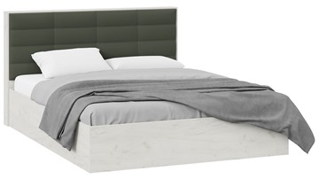 Кровать двуспальная с подъемным механизмом Агата тип 1 (Дуб крафт белый, Велюр Серый) в Грозном