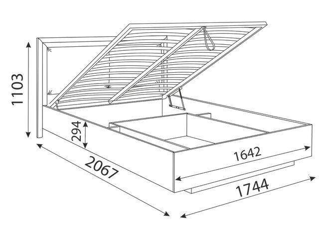 Кровать с подъемным механизмом Глэдис М33 (Дуб золотой) в Грозном - изображение 1