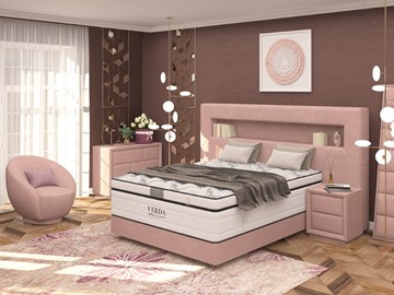 Спальная кровать Smart/Podium M 160х200, Флок (Велсофт Винтажный розовый) в Грозном