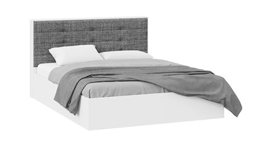 Кровать двуспальная с подъемным механизмом Тесса (Белый Жемчуг/Рогожка серая) в Грозном